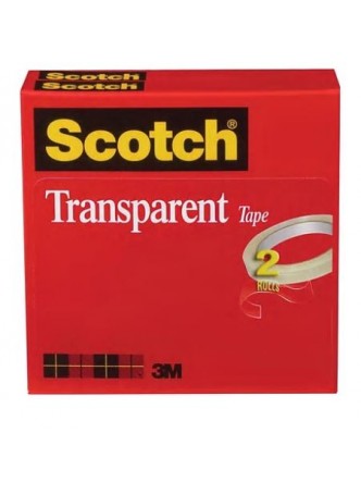 Scotch® Transparent Tape, 3/4" x 2592", 3" Core, 2/Pack