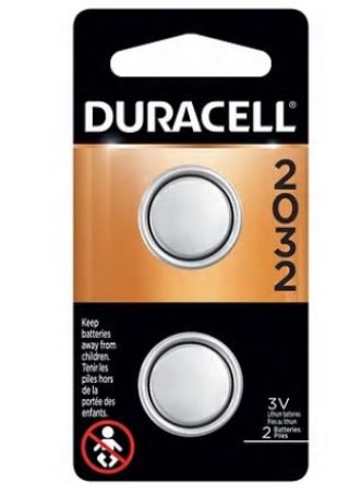 Duracell® CR2032/DL2032 Lithium Battery, 3.0V, 2-Pack