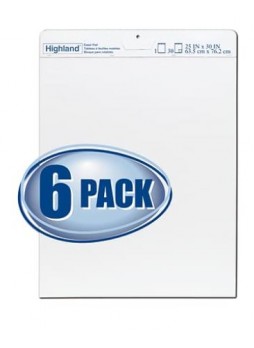Highland Easel Pad, 25" x 30", White, 6/Pack, 30 Sheets/Pack (MMM5406PK)