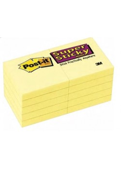 Post-it® Super Sticky Notes, 2" x 2", Canary Yellow, 10 Pads/Pack (622-10SSCY)