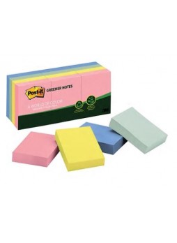 Post-it® Recycled Notes, 1 1/2" x 2", Helsinki Collection, 12 Pads/Pack (653RPA)