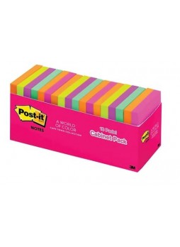Post-it® Notes, 3" x 3", Cape Town Collection, 18 Pads/ Cabinet Pack (654-18CTCP)