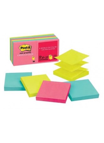 Post-it® Pop-up Notes, 3" x 3", Cape Town Collection, 12 Pads/Pack (R330-12AN)
