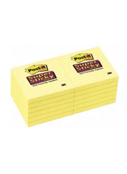 Post-it® Super Sticky Notes, 3" x 3", Canary Yellow, 12 Pads/Pack (65412SSCY)