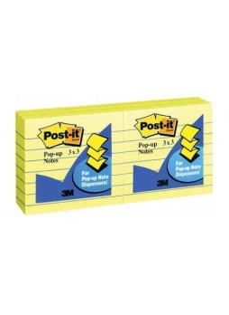 Post-it® Pop-up Notes, 3" x 3", Canary Yellow, Lined, 6 Pads/Pack (R335)