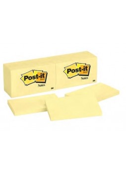 Post-it® Notes, 3" x 5", Canary Yellow, 12 Pads/Pack (655)