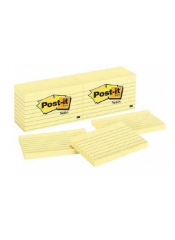 Post-it® Notes, 3" x 5", Canary Yellow, Lined, 12 Pads/Pack (635-YW)