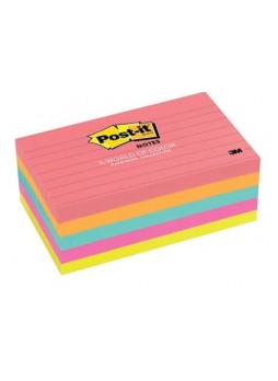 Post-it® Notes, 3" x 5", Cape Town Collection, Lined, 5 Pads/Pack (635-5AN)
