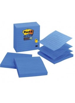 Post-it® Super Sticky Pop-Up Notes, 4" x 4", Periwinkle, Lined, 5 Pads/Pack (R440AQSS)