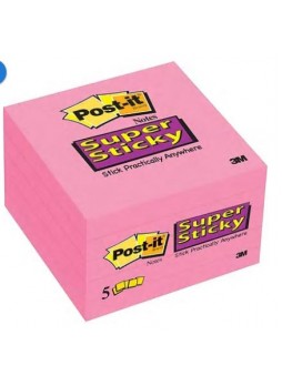 Post-it® Super Sticky Notes, 3" x 3", Neon Pink, 5 Pads/Pack (654-5SSNP)