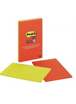 Post-it® Super Sticky Large-Format Notes, 5" x 8", Marrakesh Collection, Lined, 4 Pads/Pack (5845SSAN)
