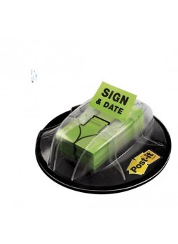 Post-it® 'Sign and Date' Message Flags, 1" Wide, Green, 200 Flags/Pack (680-HVSD)