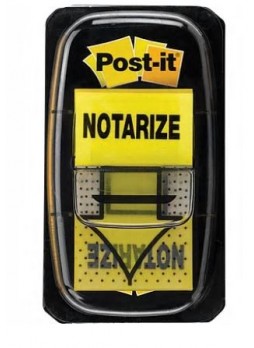 Post-it® 'Notarize' Message Flags, 1" Wide, Yellow, 100 Flags/Pack (680-NZ2)