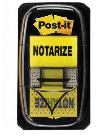 Post-it® 'Notarize' Message Flags, 1" Wide, Yellow, 100 Flags/Pack (680-NZ2)