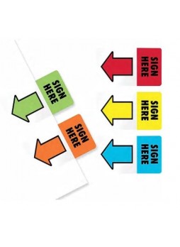 Redi-Tag® Removable Standard Page Flags, "Sign Here", Assorted Colors, 11 1/16" x 1", 50/Pk