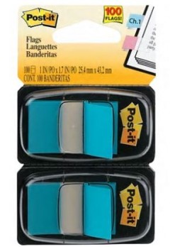 Post-it® 1" Bright Blue Flags with Pop-Up Dispenser, 2/Pack