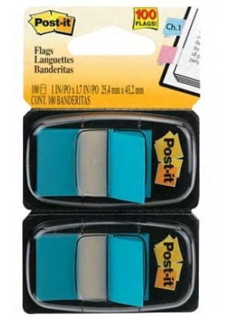 Post-it® 1" Bright Blue Flags with Pop-Up Dispenser, 2/Pack