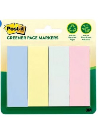 Post-it® Greener Page Markers, 1" x 3", Marseille Collection, 200 Flags/Pack (6714RPA)
