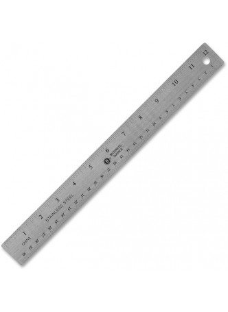 Business Source Nonskid Stainless Steel Ruler - 12" Length - 1/16, 1/32 Graduations - Metric Measuring System - Stainless Steel - 1 Each - Silver