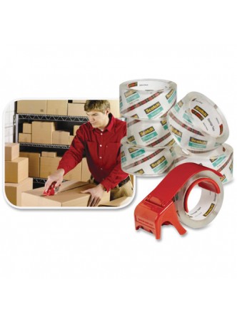 Scotch 33506 Light - Duty Box Sealing Packaging tape, 1.87"x 64.5 yd - 3" core, Clear, pack of 6