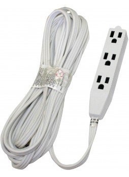 Heavy Duty 3 Outlet Grounded Indoor Home Office Extention Cord, 20-FEET,16 GAUGE (SPT-3) 16 AWG 3, 125V, 1625 Watt, 3 Conducter Polarized Extension Cord, White - UL Listed,PT-3916-20WHT