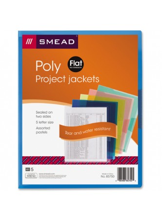 Smead 85750 Assortment Poly Translucent Projects Jackets, polypropylene, letter size, pack of 5