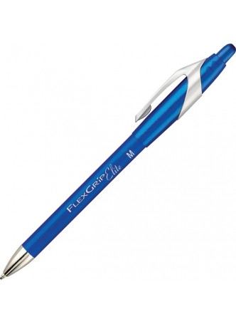 Paper Mate FlexGrip Elite Retractable Ballpoint Pens - Medium Pen Point Type - Refillable - Blue - Blue Rubber Barrel - 1 Dozen