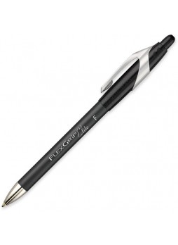 Paper Mate FlexGrip Elite Retractable Ballpoint Pens - Fine Pen Point Type - Refillable - Black - Black Barrel - 12 / Box