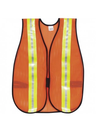 Safety Vest, Polyester, Fabric - 1 Each - Orange, Silver - mcscrwv201r
