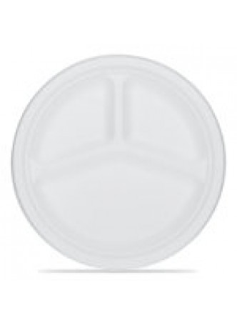 Highmark® Compostable Plates, Compartment, 10", Ivory, Pack Of 50 - 1259479