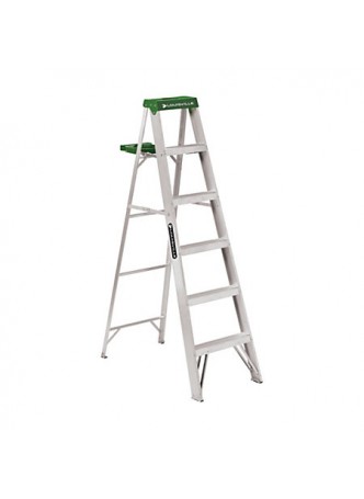 Louisville 428 Aluminum 5-Step Ladder, 225 Lb, 72" x 20 1/2" x 39 3/8", Green - 205170