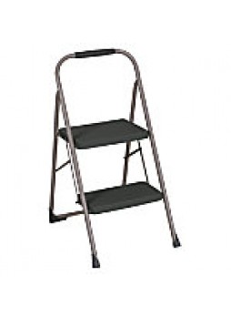Ladders, Cosco® Two-Step Big Step Folding Step Stool, 22 4/5 Spread, Black/Platinum - 652038