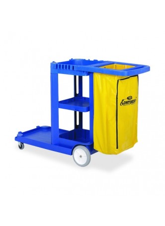Janitorial cart, 8", 3" Caster Size(s) - Plastic, Vinyl - 38" Length x 55" Width x 30" Depth x 38" Height - Blue - cmc184bl