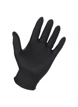 Large Size - Black - Nitrile - Puncture Resistant, Textured, Powder-free - 100 / Box - gjo15375