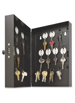 Key cabinet, 7.8" x 3.3" x 11.5" - Lockable, Durable, Chip Resistant, Scratch Resistant, Hinged Door, Pre-drilled Mounting Hole, Built-in Handle - Black - Steel - Recycled - No - mmf201202804