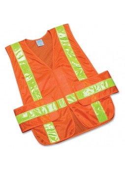 Safety Vest, Universal Size - Polyester Mesh - 1 Each - Orange, Yellow - nsn5984873