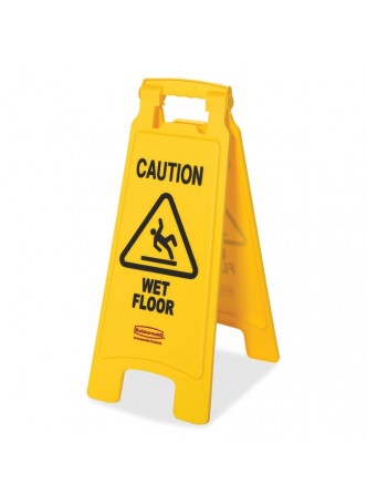 Caution Wet Floor - 11" Width x 25" Height - Plastic - Yellow - rcp611277yw