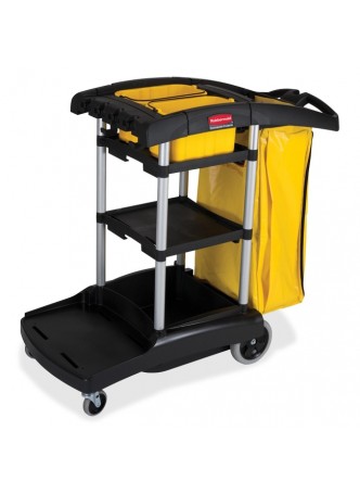 Janitorial Cart, 4 Casters - 4", 8" Caster Size(s) - Plastic, Aluminum - 21.8" Width x 49.8" Depth x 38.3" Height - Black - rcp9t7200bk