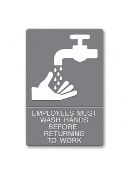 Employees Must Wash Hands - 6" Width x 9" Height - Plastic - White - uss4726