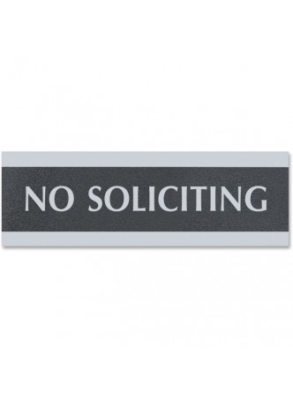  No Soliciting Sign - 9" Width x 3" Height - Black - uss4758