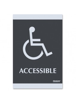 Sign, Accessible - 6" Width x 9" Height - Plastic - Black -uss4764