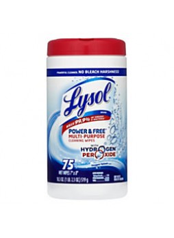Lysol® Power & Free™ Multipurpose Disinfecting Wipes, Oxygen Splash Scent, Cannister Of 75 Wipes,