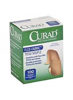Medline Comfort Cloth Adhesive Fabric Bandages, 3/4" x 3", Neutral, Box Of 100