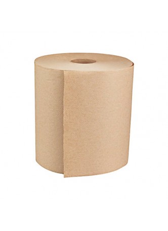 General Paper 1-Ply Hardwound Roll Towels, Natural, 8" x 800', Case Of 6
