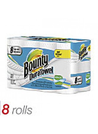 Bounty DuraTowel Paper Towels, 2-Ply, 53 Sheets Per Roll, Pack Of 8 Rolls - 808049