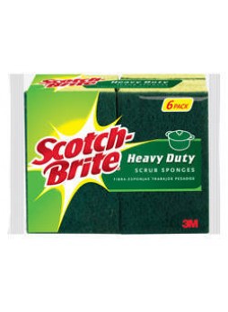 Scotch-Brite™ Heavy-Duty Scrub Sponges, Green, Pack Of 6